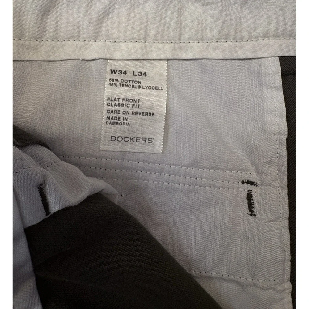 Dockers Pacific Collection Mens Khakis 34 Green Twill Straight Classic Flat 445